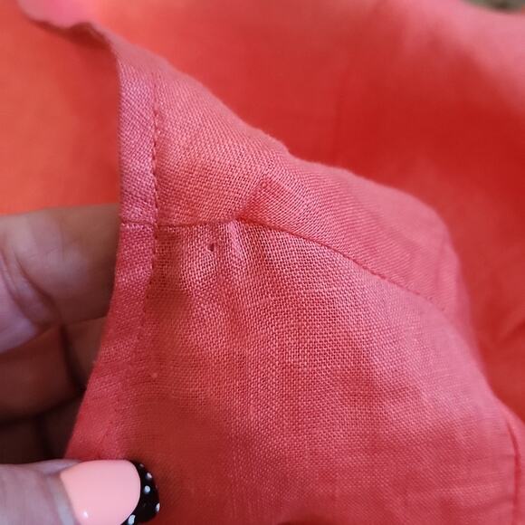 Antonio Melanie Women's Coral 100% Linen Bell 1/2 Sleeve Top Size LG NWT Luxury - Picture 8 of 9
